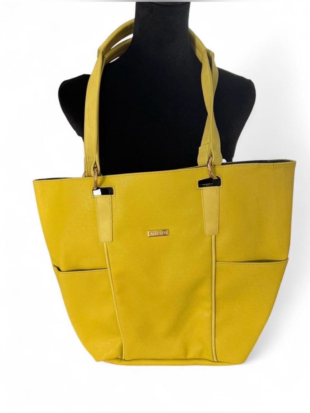 Miche Yellow Textured Tote Bag Large Shoulder Bag Faux Leather - Picture 2 of 5